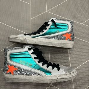 Golden Goose
Glittered Leather High-Top Sneakers